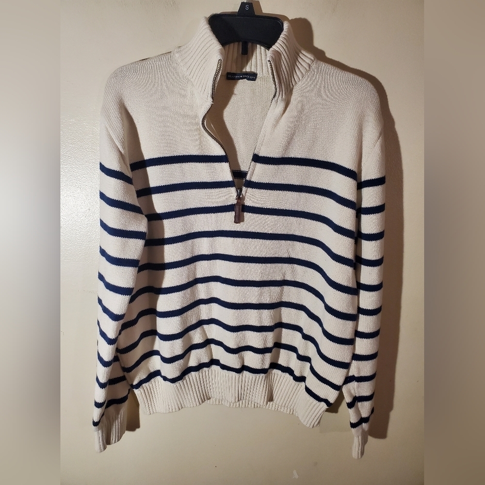 Brandy Melville Aleah Striped Half Zip Sweater
